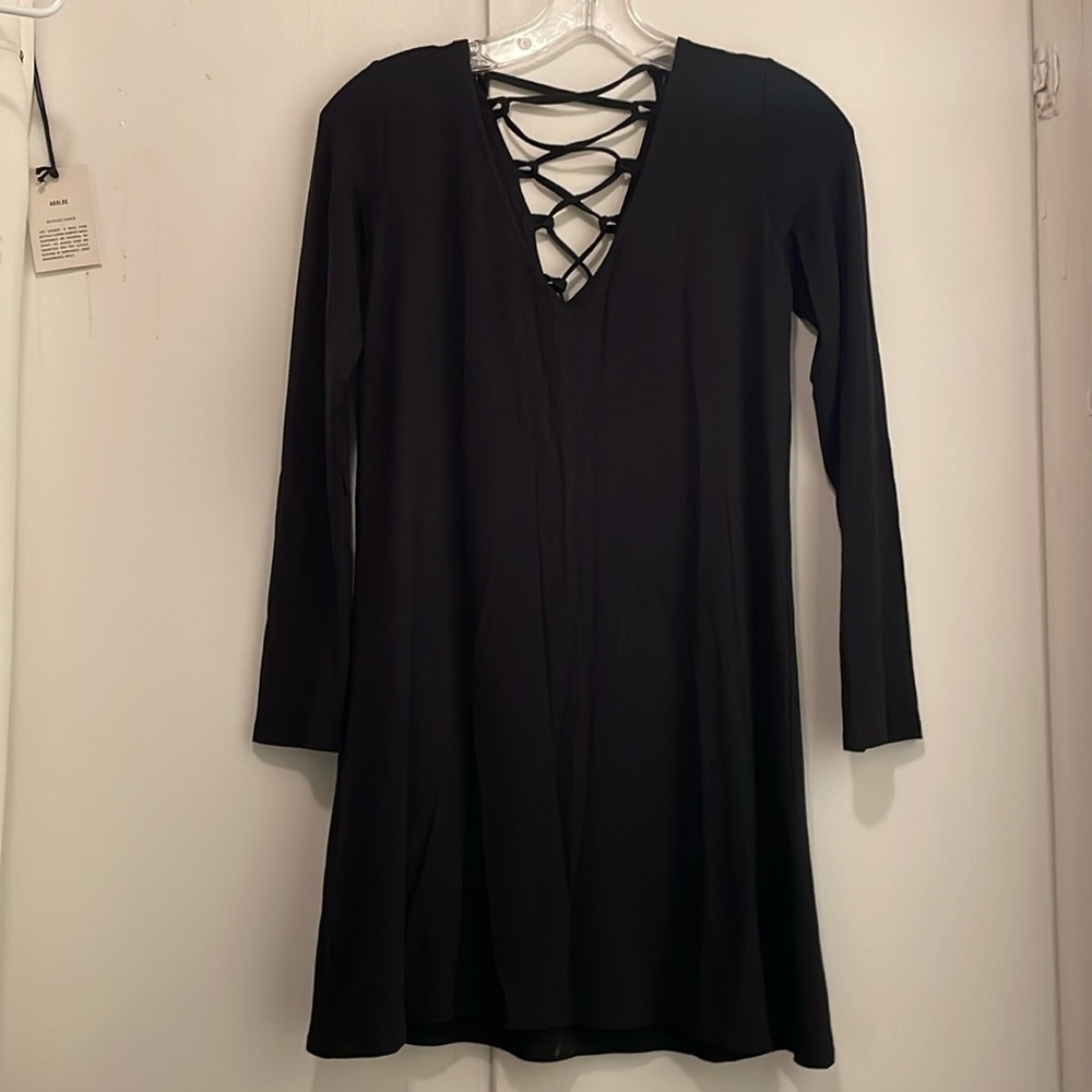 Black knit mini dress 👗